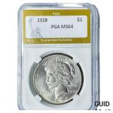 1928 Silver Peace Dollar PGA MS64
