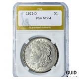 1921-D Morgan Silver Dollar PGA MS64