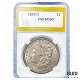 1892-O Morgan Silver Dollar PGA MS60