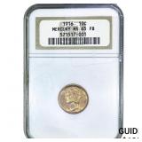 1916 Mercury Silver Dime NGC MS65 FB