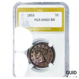 1853 Braided Hair Large Cent PGA MS63BN