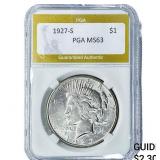 1927-S Silver Peace Dollar PGA MS63
