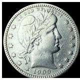1909-D Silver Barber Quarter CHOICE AU
