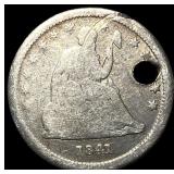 1841-O Seated Liberty Quarter (holed) HIGH  GRADE