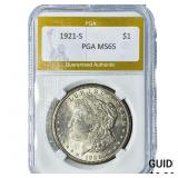 1921-S Morgan Silver Dollar PGA MS65