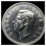 1948 South Africa Silver 5 Shillings CHOICE BU