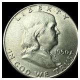 1950 Franklin Silver Half Dollar NEARLY UNCIRCULAT