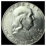 1954-S Silver Franklin Half Dollar CHOICE BU