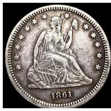 1861 Seated Liberty Quarter NEARLY  UNCIRCULATED