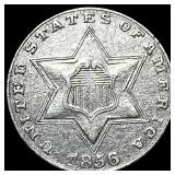 1856 Silver Three-Cent Piece NEARLY  UNCIRCULATED