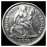 1876-CC Silver Seated Liberty Dime CLOSELY  UNCIR