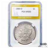 1880-O Morgan Silver Dollar PGA MS65