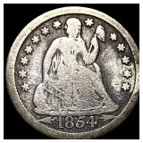 1854-O Silver Seated Liberty Dime LIGHTLY  CIRCUL