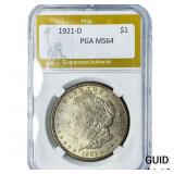1921-D Morgan Silver Dollar PGA MS64