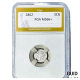 1862 Silver Three Cent PGA MS66+
