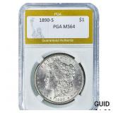 1890-S Morgan Silver Dollar PGA MS64