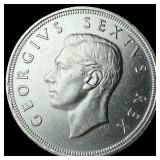1948 South Africa Silver 5 Shillings CHOICE BU
