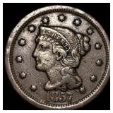 1857 Braided Hair Large Cent NEARLY  UNCIRCULATED