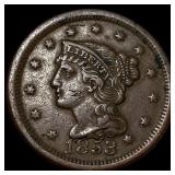 1853 Braided Hair Large Cent NEARLY  UNCIRCULATED