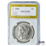 1901 Morgan Silver Dollar PGA AU58