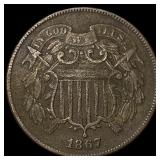 1867 Copper 2-Cent Piece NEARLY UNCIRCULATED