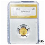 1855 Rare Gold Dollar PGA MS63