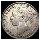 1890 Newfoundland Silver 10 Cents ABOUT  UNCIRCUL