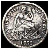 1876-CC Silver Seated Liberty Dime NEARLY  UNCIRC