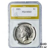 1921 Silver Peace Dollar PGA MS63