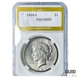 1924-S Silver Peace Dollar PGA MS63