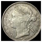 1891 Straits Settlements Silver 10 Cents CHOICE AU