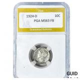 1924-D Mercury Silver Dime PGA MS63FB