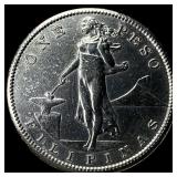 1910-S Silver One Peso Philippines CHOICE BU