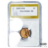 1909 VDB Wheat Cent PGA MS66+RB
