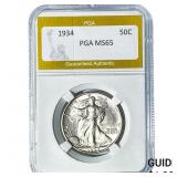 1934 Walking Liberty Half Dollar PGA MS65