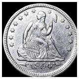 1854 Arrows Seated Liberty Quarter CLOSELY  UNCIR