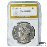 1887-S Morgan Silver Dollar PGA MS64PL
