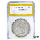 1878 Rev 79 Morgan Silver Dollar PGA MS63