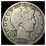 1909-O Silver Barber Half Dollar NEARLY UNCIRCULAT
