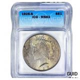 1925-S Silver Peace Dollar ICG MS63