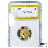 1925 $2.50 Gold Quarter Eagle PGA MS63