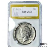 1921 Silver Peace Dollar PGA MS63