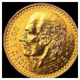 1945 Mexico Gold 2 1/2 Pesos GEM BU