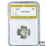 1916 Mercury Silver Dime PGA MS65