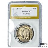 1936-S Bay Bridge Half Dollar PGA MS67 Bay Bridge