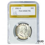 1961-D Franklin Half Dollar PGA MS66FBL