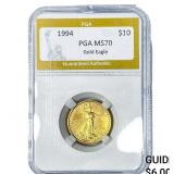 1994 $10 Gold American Eagle 1/4oz PGA MS70