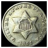 1851 Silver Three-Cent Piece CLOSELY UNCIRCULATED