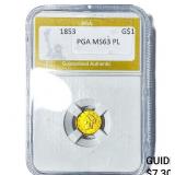 1853 Rare Gold Dollar PGA MS63PL