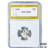 1945 Mercury Silver Dime PGA MS68